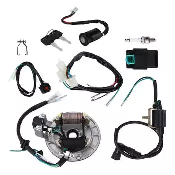 Катушка зажигания CDI Box, жгут проводов свечей зажигания CDI, комплект статора магнето для 50 куб. см -140 куб. см, выключатель зажигания для квадроцикла Dirt Pit чёрный
