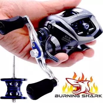 Катушки Burning Shark Baitcasting Reels 12+1 BB из углеродного волокна, низкопрофильная кастинговая катушка Right Hand