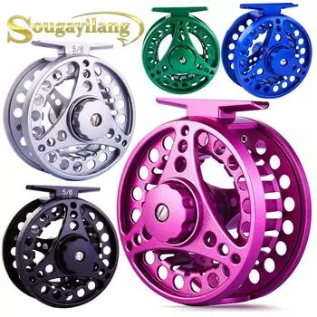 Катушки для нахлыста 2 + 1BB 5/6WT Алюминиевые цельнометаллические катушки с ЧПУ для нахлыста Открытый рыболовные снасти нахлыстом 5/6 WT белый