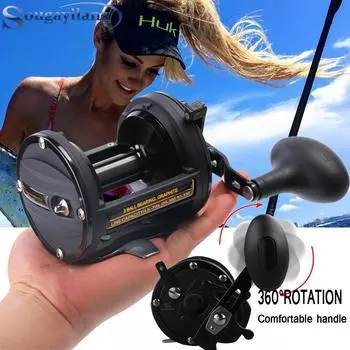 Катушки для троллинга Sougayilang 3000/5000, черные, передаточное число 6,0:1, катушка для морской рыбалки на открытом воздухе 3000