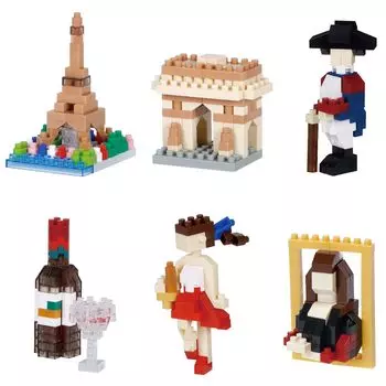 Kawada Nano Block Mini Nano France (BOX) NBMC66S 1BOX 6 pieces, 6 types in total