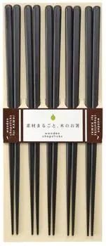 Kawai Chopsticks Dishwasher Safe Wooden Chopsticks Set of 5 Black 23cm 26527