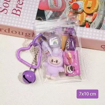 Каваи Лабубу Брелок Креативный Мультяшный Аниме Брелок Девичий Подвеска для Сумки Украшение для Рюкзака Прекрасные Подарки фиолетовый