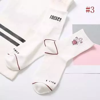 Каваи Молоко Банан Динозавр Карандаш Ракета Мультяшные Носки Meias Новинка Иллюстрация Письмо Женские Носки Милые Носки C