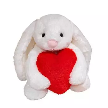 Каваи Высококачественная плюшевая кукла в виде сердца в виде кролика Милая мягкая белая коричневая плюшевая игрушка с длинными ушами для девочек в подарок на день рождения about 30cm белый