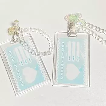 Kawaii 3-дюймовый держатель для фотокарт Kpop, акриловый кристалл, кредитный ID, держатель для фотобанковской карты, защитный чехол для автобусной карты, подвеска-брелок 3 inch style1