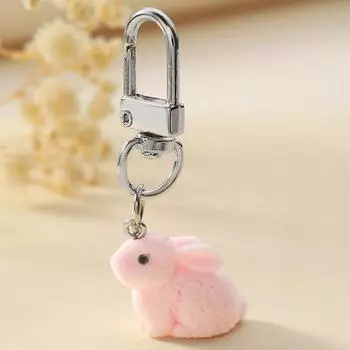 Kawaii 3D Флокирующий кролик брелок милый мультяшный брелок с животными сумка кулон брелок наушники рюкзак подвески для девочек подарки