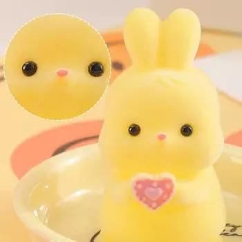 Kawaii 3D мультфильм Флокирующий Кролик Шарм Милый Настольный Автомобильный Орнамент Подвеска Аксессуары Украшения коричневый