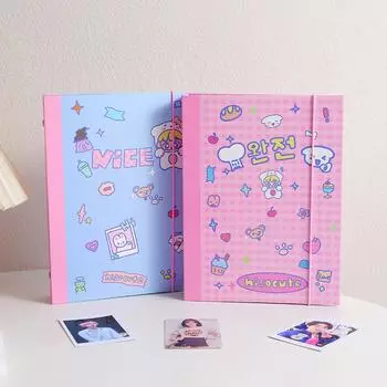 Kawaii A5 переплет для фотоальбома 6 отверстий с отрывными листами Kpop фотокарта сбор книги твердая бумажная обложка 3/5 дюймов сумка с рукавами для карточек канцелярские принадлежности 3 inch 25 sheets pink