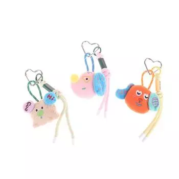 Kawaii Animal Doll Keychain Cute Cartoon Plush Dolls Key Holder Colorful Braided Rope Keyring Bag Pendant Couple Gifts розовый