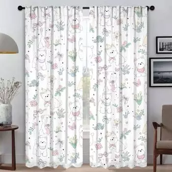 Kawaii Animal Kitchen Curtains 2 Pieces Shades Curtains for Bedroom Window Curtain Partition Living Room Curtain Blackout Camera W50xH70cmx2pcs-CL