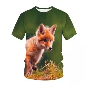 Kawaii Animals Foxes 3D Printed Kids T Shirt Fashion Casual Cartoons T Shirt Boys Girls Детская одежда для девочек 100CM
