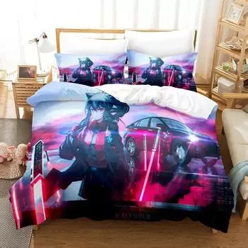 Kawaii Anime Arknights Bedding Set Single Twin Full Queen King Size Bed Set Aldult Kid Bedroom Duvetcover Sets 3D Bed Sheet Set 70x133cm 2pcs