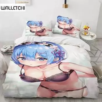 Kawaii Anime sexy Girl Постельное белье Комплект для мальчиков и девочек Twin Queen Size Пододеяльник Наволочка Кровать Дети Взрослые Мода Домашний Текстиль Текстиль EU Single 135x200cm