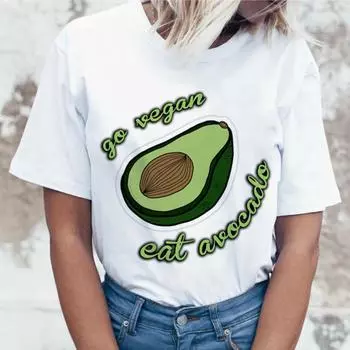 Футболка Kawaii Avocado женская Harajuku Vagan Ullzang футболка смешная мультяшная футболка в корейском стиле 90-х годов L белый