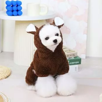 Kawaii Bear Molding Dog Комбинезон Зимняя теплая одежда для собак маленьких собак Флисовая пижама для домашних животных Костюм чихуахуа Пальто для щенка йорка XXL белый