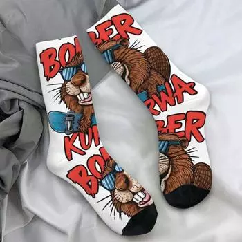 Kawaii Bobr Kurwa Bober Чулки Beaver с рисунком животных Повседневные носки Осенние нескользящие носки Мужские велосипедные мягкие дышащие носки One Size