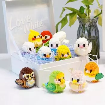 Kawaii Building Blocks 3D Bird Cute Parrot Model Assemble Table Decor Детские игрушки для детей Подарки Micro DIY Bricks No Box