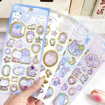 Kawaii Candy Ghost Drop Sticker Aesthetic DIY Toy Stickers Funny 3D Relief Decor Stickers Gift Style B(Random 1Sheet)