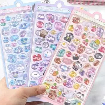 Kawaii Candy Ghost Drop Sticker Cute DIY Toy Stickers 3D Relief Decor Stickers Scrapbooking Style A(Random 1Sheet)