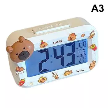 Kawaii Capybara Anime Alarm Clock Room Desktop Ornament Student Alarm Clock Charm Birthday Gift With Stickers