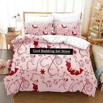 Kawaii Capybaras Bedding Set Single Twin Full Queen King Size Bed Set Aldult Kid Bedroom Duvetcover Sets 3D Anime Bed Sheet Set EU single(135x200cm)