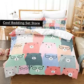 Kawaii Capybaras Bedding Set Single Twin Full Queen King Size Bed Set Aldult Kid Bedroom Duvetcover Sets 3D Anime Bed Sheet Set EU single(135x200cm)