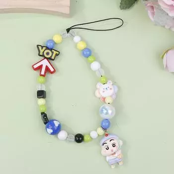 Kawaii Cartoon Beaded Mobile Phone Chain Anime Cute Cartoon Hanging Rope Camera Bag Hanging Decoration Gift