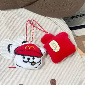 Kawaii Cartoon Line Dog Plush Pendant Keychain Cute Car Key Rings Creative Backpack Decoration Accessories Gifts