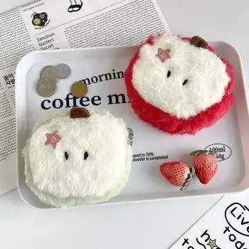 Kawaii Cartoon Mini Apple Plush Zero Wallet Cute Red Apple Fruit Кошелек для монет Кошелек для наушников Сумка для хранения ключей Подарочный зеленого яблока