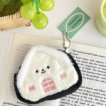 Kawaii Cartoon Plush Coin Purse House Shaped Mini Earphone Bag Japanese Small Items Bag Girls синий