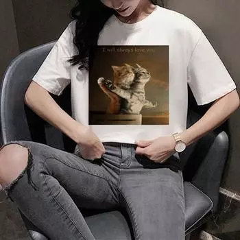 Kawaii Cat Harajuku футболка женская забавная футболка с рисунком Ullzang 90-х годов графическая эстетическая футболка корейская S белый