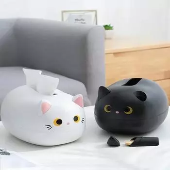 Kawaii Cat коробка для салфеток в гостиной, коробка для хранения салфеток, кухонный контейнер для бумаги, настольный держатель для туалетной бумаги для ванной комнаты, общежития