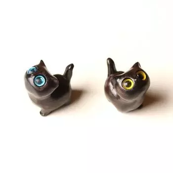 Kawaii Cat Настольная фигурка Мини-скульптура животного Микропейзаж Декор Животное Кукла Игрушка Дети жёлтый