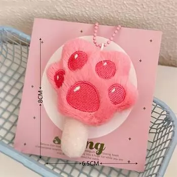 Kawaii Cat Paw Popsicle Keychain Creative Sweet Plush Doll Keyring Girly Bag Pendant Backpack Hanging Decoration Lovely Gifts розовый