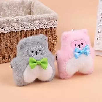 Брелок с плюшевым котом Kawaii, мультяшный котенок, брелок с плюшевым животным, мягкий плюшевый держатель для ключей, милый кулон на рюкзак, подарки для лучших друзей розовый