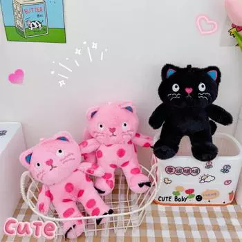 Kawaii Cat плюшевый брелок милый рюкзак кулон пушистые мягкие чучела животных брелок автомобильный ключ пряжка аксессуары для девочек женщин розы красного