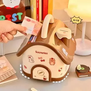 Kawaii Christmas Piggy Bank Cute Large Plastic Money Saving Box With Lock Key Money Organizer Birthday Gift For Children Adults красный