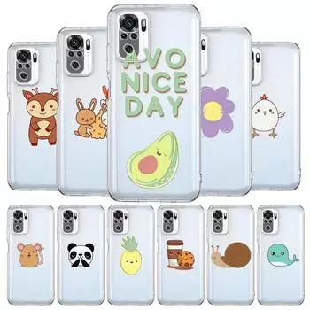 Kawaii Cute Cartoons Panda Flower Clear Phone Case For Xiaomi Redmi Note 12 11 9S 9 8 10 Pro+ 7 8T 9C 9A 8A K40 Gaming Cover Redmi Note 12