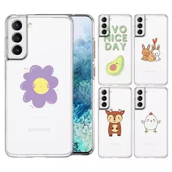Kawaii Cute Cartoons Panda Flower Phone Case For Samsung Galaxy S22 S21 S20 FE Ultra 5G S10 S10E S9 S8 Plus Note 10 Clear Cover Samsung S10e