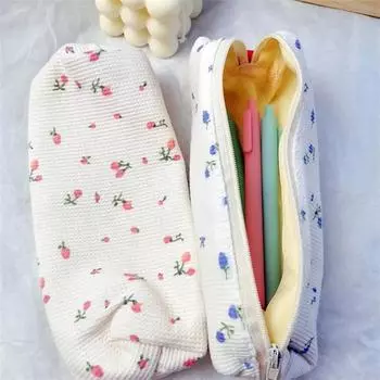 Kawaii Цветочная пенал Маленькие цветочные пеналы Милая простая сумка для ручек Сумки для хранения канцелярских принадлежностей для студентов Школьные принадлежности розовый