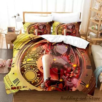 Kawaii Date A Live Tokisaki Kurumi Bedding Set Single Twin Full Queen King Size Bed Set Aldult Kid Bedroom Duvetcover Sets Anime EU King(240x220cm)
