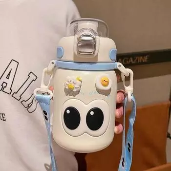 Kawaii детский термос, милый студенческий термос для детского сада, портативный термос для мальчиков и девочек, изоляционная чашка для питья с соломинкой Without 3D Stickers