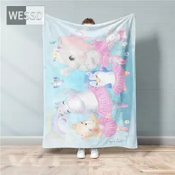 Kawaii детское одеяло с героями мультфильмов, фланелевое флисовое одеяло с животными, супер мягкое скандинавское покрывало на кровать, милый подарок 80x100cm