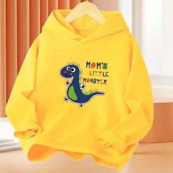 Kawaii Dinosaur Cute Anime Hoodie Kids Funny Cartoon Pullover Hoody Streetwear Boys Thin Graphic Hoody 100