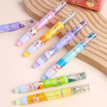 Kawaii Eraser Pencil Cute Push-Pull Pen Shape Rubber Korean Candleware Cute School Supplies Pen Eraser For Kids