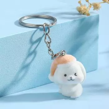 Kawaii флокированный смоляной кролик брелок мультфильм кролик телефон кулон чехол для наушников брелок рюкзак сумка декоративный автомобильный брелок розовый