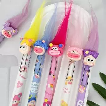 Kawaii Fried Hair Gravity Gel Pen Creative Sticky Hair Signage Pen Funny Ugly Baby Student Candle Gift