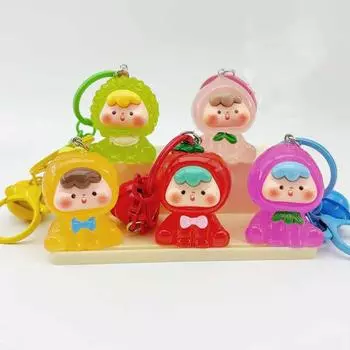 Kawaii Fruit Bell Keychain Luminous Grain Duomei Bag Pendant Grain Duomei Keychain Girls Gifts зелёный