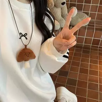 Kawaii Funny Croissant Bread Series Pendant Necklace For Women Girls Versatile Simple Long Necklace Jewelry Accessories Gifts A1